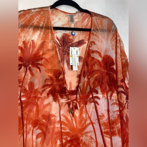 BLEU ROD BEATTIE Women's Living Color Orange Cover-up Caftan Size Small NWT - Picture 3 of 9